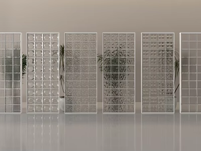 Modern Glass Room Dividers With Various Grid Patterns For Interior Decor 3d model