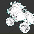 Rugged Off Road Vehicle With Large Tires And Roof Mounted Mechanical Equipment