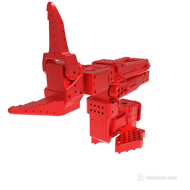Red Mechanical Structure With Detailed Interconnected Components And Design 3d model