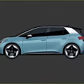 Light Blue Volkswagen Electric Car With Modern Sleek Body Black Roof And Large Wheels