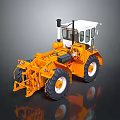 Yellow Motor Grader With White Enclosed Cab Large Tires And Steel Structure