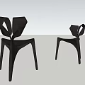 Modern Minimalist Single Chair With Geometric Backrest And Sleek Dark Legs