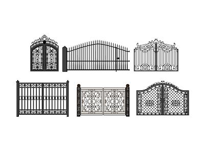 New Chinese Style Gate Outdoor Iron Gate 3d model