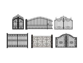 New Chinese Style Gate Outdoor Iron Gate 3d model