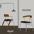 POLIFORM Modern Dining Chairs With Wooden Backrest Metal Legs And Leather Seat