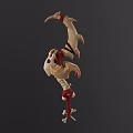 3D Model of Bone Structure with Red Accents and Curved Spiked Design