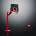 Red Outdoor Basketball Hoop Stand With Backboard Rim Net And Basketball