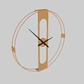 Modern Wall Clock With Golden Frame Circular Design And Black Hands On Grey Wall 3d model