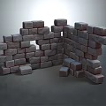 Rustic Textured Wooden Stone Bricks Stacked In Arch Shaped Wall Design 3d model