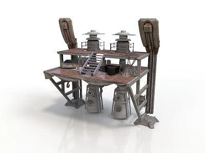 Industrial Machinery Equipment with Platform Ladder Cylindrical Units and Support Structures 3d model