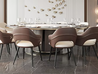 Modern Dining Table and Chair Combination Large Dining Table and Chair Combination 3d model