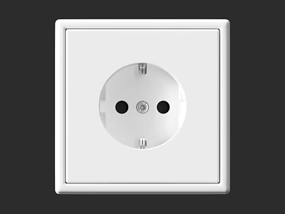 Modern White Square Wall Socket Panel For Home Electrical Use 3d model