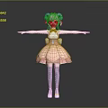 Anime 3D Character Girl With Blue Ram Horns Pink Petal Dress And Outstretched Arms