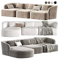 Modern Sectional Sofa with Neutral Tones Decorative Pillows and Plaid Blanket