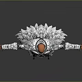 3D Warrior Character In Silver Intricate Armor With Winged Details And Outstretched Arms