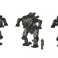 Detailed 3D Game Movie Character With Giant Mech And Human Figure Design