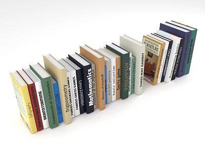 Colorful Books With Diverse Spines Arranged In Row And Different Cover Designs 3d model