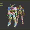 Robot Character Models Featuring White Blue Red And Gray Color Designs 3d model