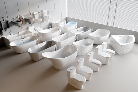 Bathtub Sanitary Ware Combination Ceramic Bathtub Ceramic Toilet Ceramic Urinal 3d model