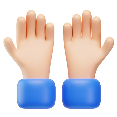 3D Modeled Decorative Ornament Set With Two Hands Light Palms And Blue Cuffs 3d model