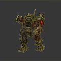 Green And Orange Mech Robot Character With Mechanical Creature Structure And Armored Arms 3d model