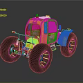 Rough Terrain Suitable For Yellow Off Road Vehicle With Large Tires And Cartoon Design