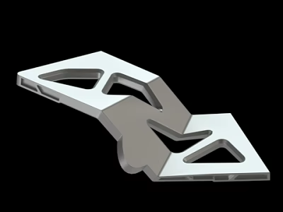 Geometric Industrial Component Featuring Hollow Cutouts And Angled Metallic Structures 3d model