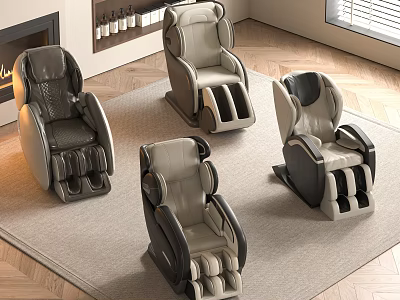 Multiple Modern Massage Chairs With Beige And Black Design And Comfortable Ergonomic Features 3d model