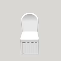 Modern White Single Chair With Curved Backrest Square Seat Minimalist Design