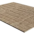 Square Rug With Beige Geometric Square Pattern And Textured Woven Design For Living Room Decor