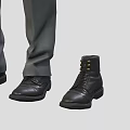 Black Leather Ankle Boots With Lace Up Design And Brass Eyelets Thick Sole