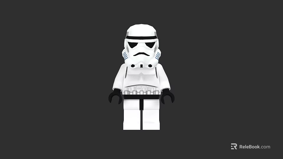 Building Blocks Stormtrooper Minifigure With White Armor And Black Gloves Design 3d model 