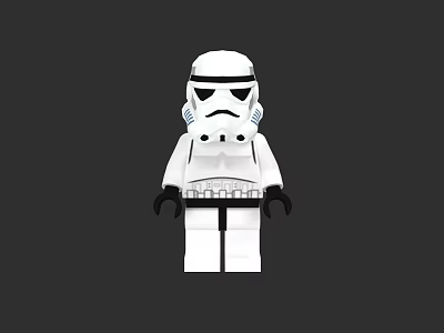 Building Blocks Stormtrooper Minifigure With White Armor And Black Gloves Design 3d model
