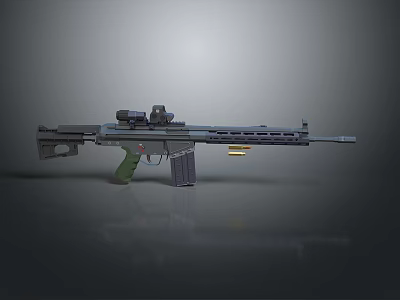 Modern Tactical Rifle with Scope Magazine Green Stock and Barrel 3d model