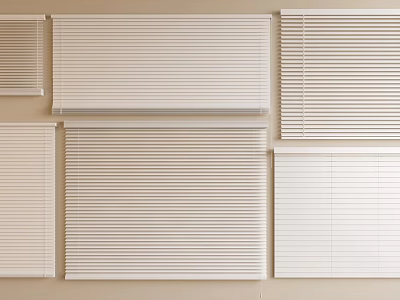 Various Styles Of Window Blinds In White And Beige For Home Window Decoration 3d model