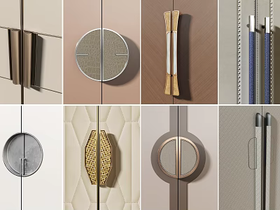 Stylish Decorative Door Handles With Various Modern Shapes And Materials For Home Cabinet Furniture 3d model
