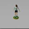Football Player Figurine With Blue And White Striped Jersey Black Shorts Number 10 Green Base