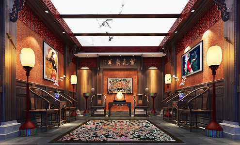 Chinese style living room 3d model