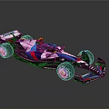 Formula 1 Race Car Blue White Red Martini Sponsored With Aerodynamic Body And Racing Tires
