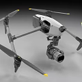 Professional Quadcopter Drone With Camera And Gray Body And Yellow Tipped Propellers