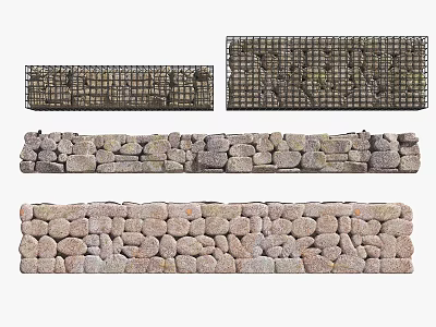 Natural Stone Feature Wall Designs With Textured Grid And Outdoor Landscape 3d model