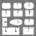 Various White Bathroom Sinks With Different Shapes And Designs And Black Faucets On Grey Background