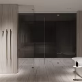 Modern Bathroom Interior Design With Double Toilets Glass Shower And Marble Countertop
