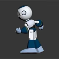 Blue And White Robot Character With Green Eyes And Mechanical Limbs 3d model