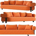 Orange Sofa With Multiple Orange Cushions And Black Legs Modern Design 3d model