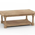 Rustic Wooden Coffee Table With Two Tier Design And Lower Storage Shelf 3d model