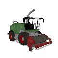 Agricultural Forage Harvester With Green Body White Roof Red Cutting Mechanism And Large Wheels