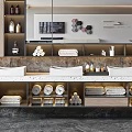 Modern Bathroom Vanity with Marble Countertop Double Sinks Mirror and Storage for Towels Toiletries