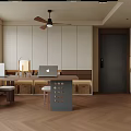 Warm Open Plan Living And Dining Room Interior With Comfortable Brown Sofa And Wooden Flooring
