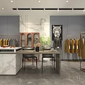 Professional Attire Clothing Store With Hanging Suits Display Area And Interior Plants